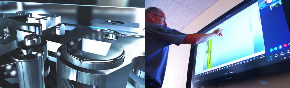 Split image showing lock mechanism and 3D prototyping facilities