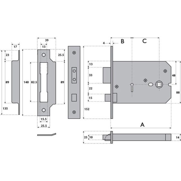 G5011 5 Lever Horizontal Mortice Lock - Image 2