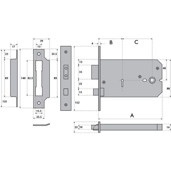 G5012 5 Lever Horizontal Mortice Lock - Image 2