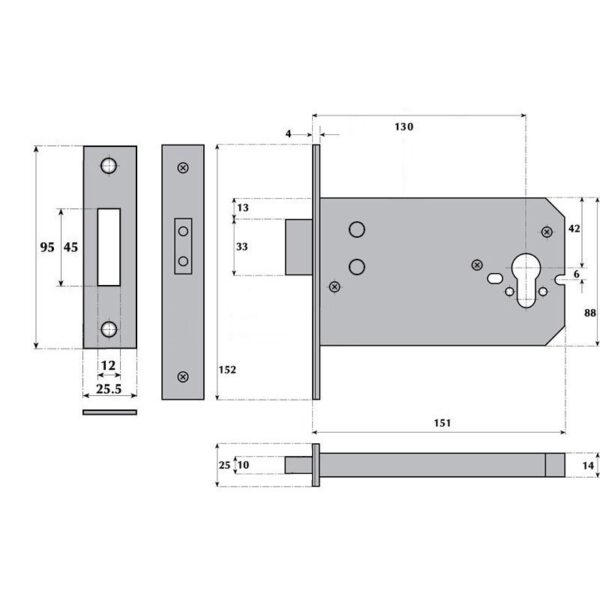G7014 Euro-Profile Cylinder Mortice Deadlock - Image 2