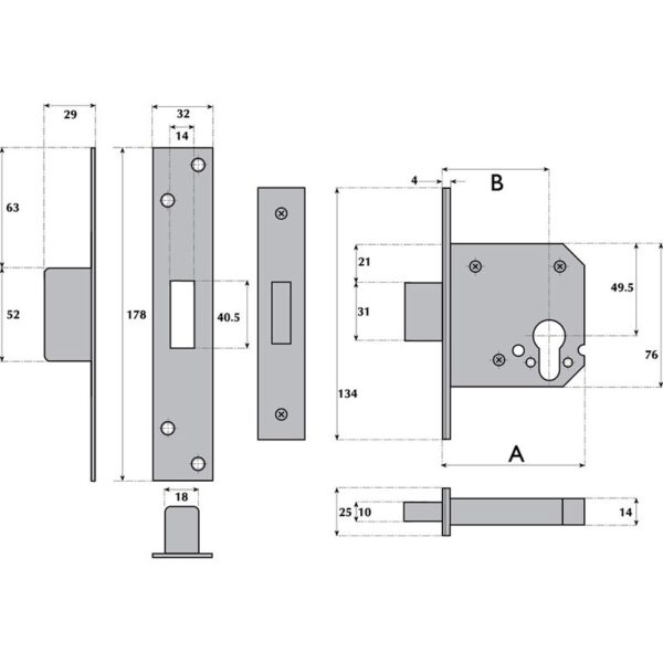G7134 BS3621 British Standard Euro-Profile Cylinder Mortice Deadlock - Image 2